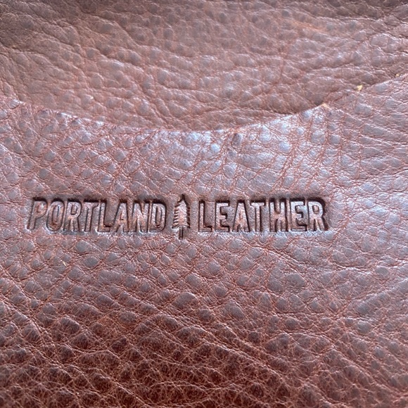 Portland Leather Nutmeg  Circle Crossbody Bag with Pebbled Leather 7” - Picture 8 of 13